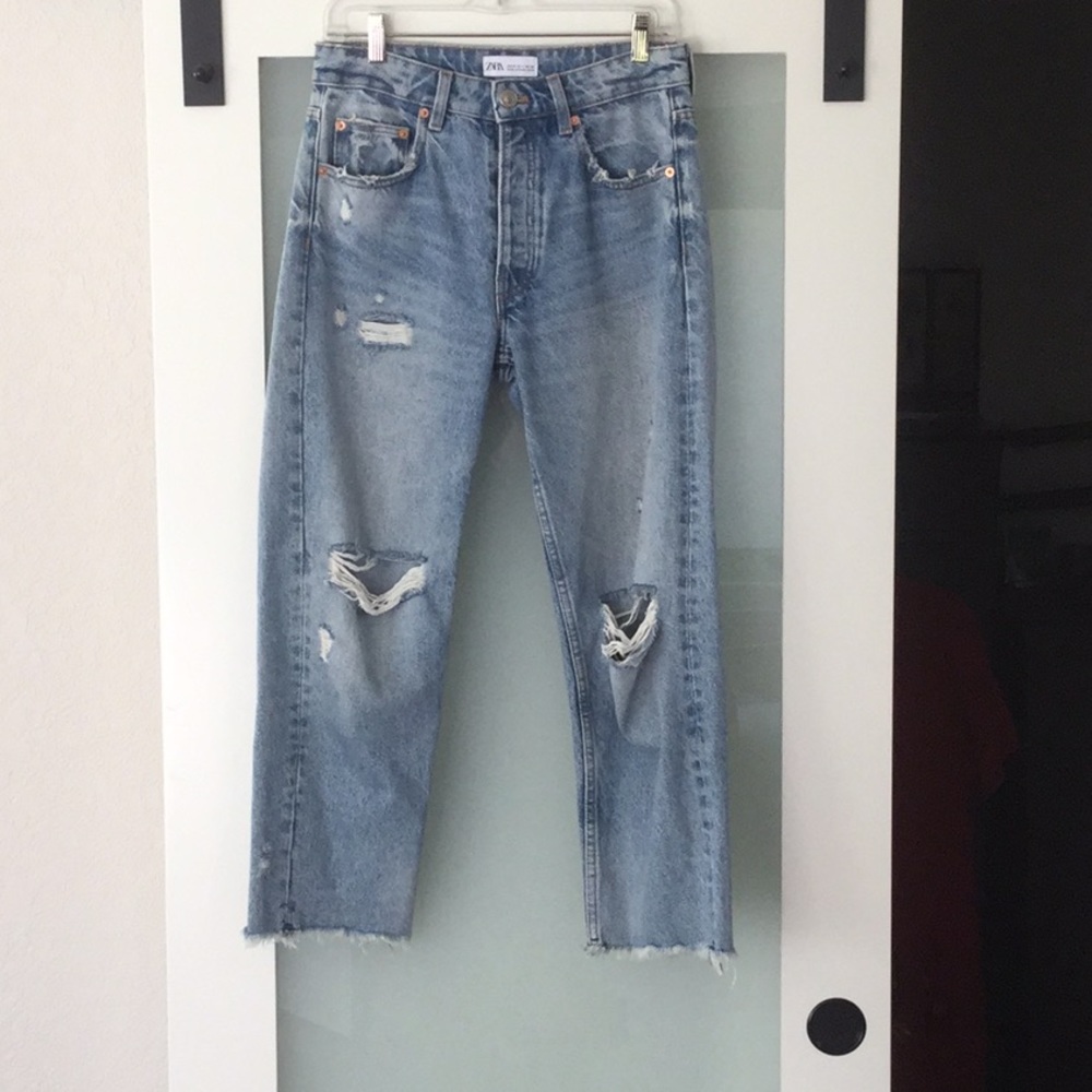 Zara Ripped Heavy Denim Jeans